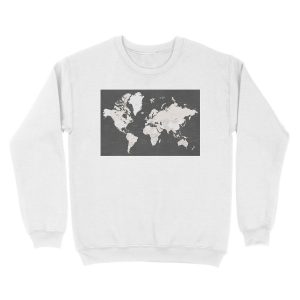 Alternative view of Chalkboard world map with countries and states labelled Unisex Crewneck Sweatshirt