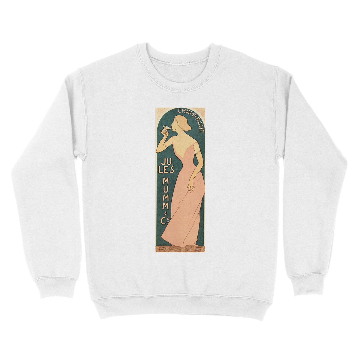 CHAMPAGNE JULES MUMM by Maurice Realier-Dumas c1895 Vintage France Wine Advertisement Unisex Crewneck Sweatshirt - Image 2