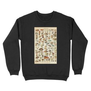 Champignon I Vintage French Mushroom Chart by Adolphe Millot Unisex Crewneck Sweatshirt