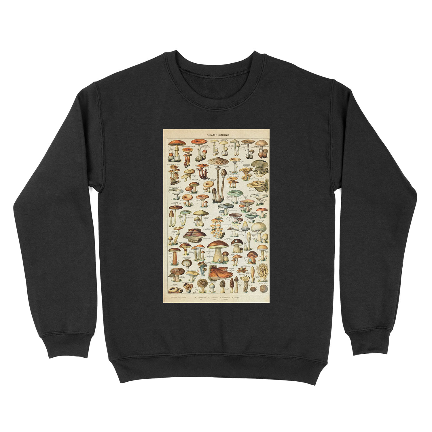 Champignon I Vintage French Mushroom Chart by Adolphe Millot Unisex Crewneck Sweatshirt
