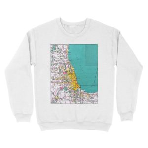 Alternative view of Chicago Map Unisex Crewneck Sweatshirt