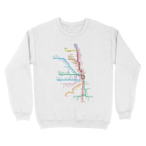 Alternative view of Chicago Trains Map Unisex Crewneck Sweatshirt