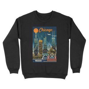 CHICAGO Vintage Travel Advertising Print Unisex Crewneck Sweatshirt