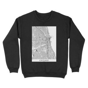 Chicago White Map Unisex Crewneck Sweatshirt
