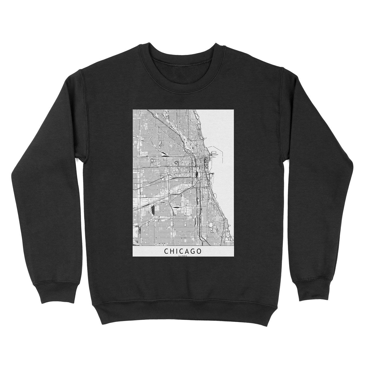 Chicago White Map Unisex Crewneck Sweatshirt