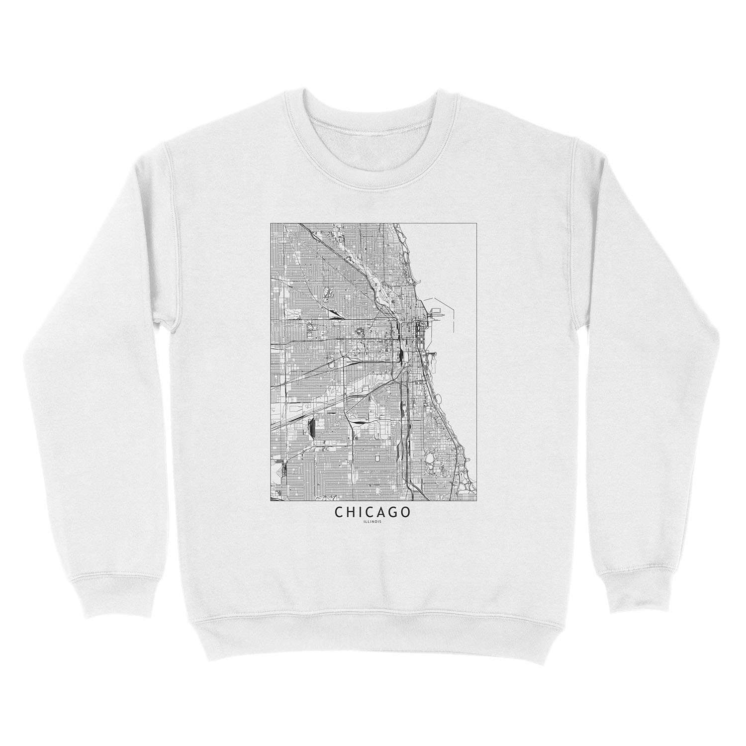 Chicago White Map Unisex Crewneck Sweatshirt - Image 2