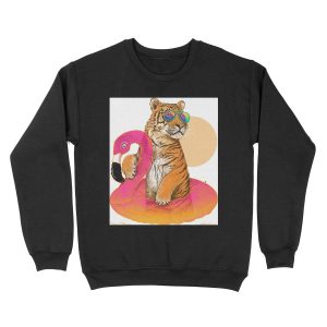Chillin, Flamingo Tiger Unisex Crewneck Sweatshirt