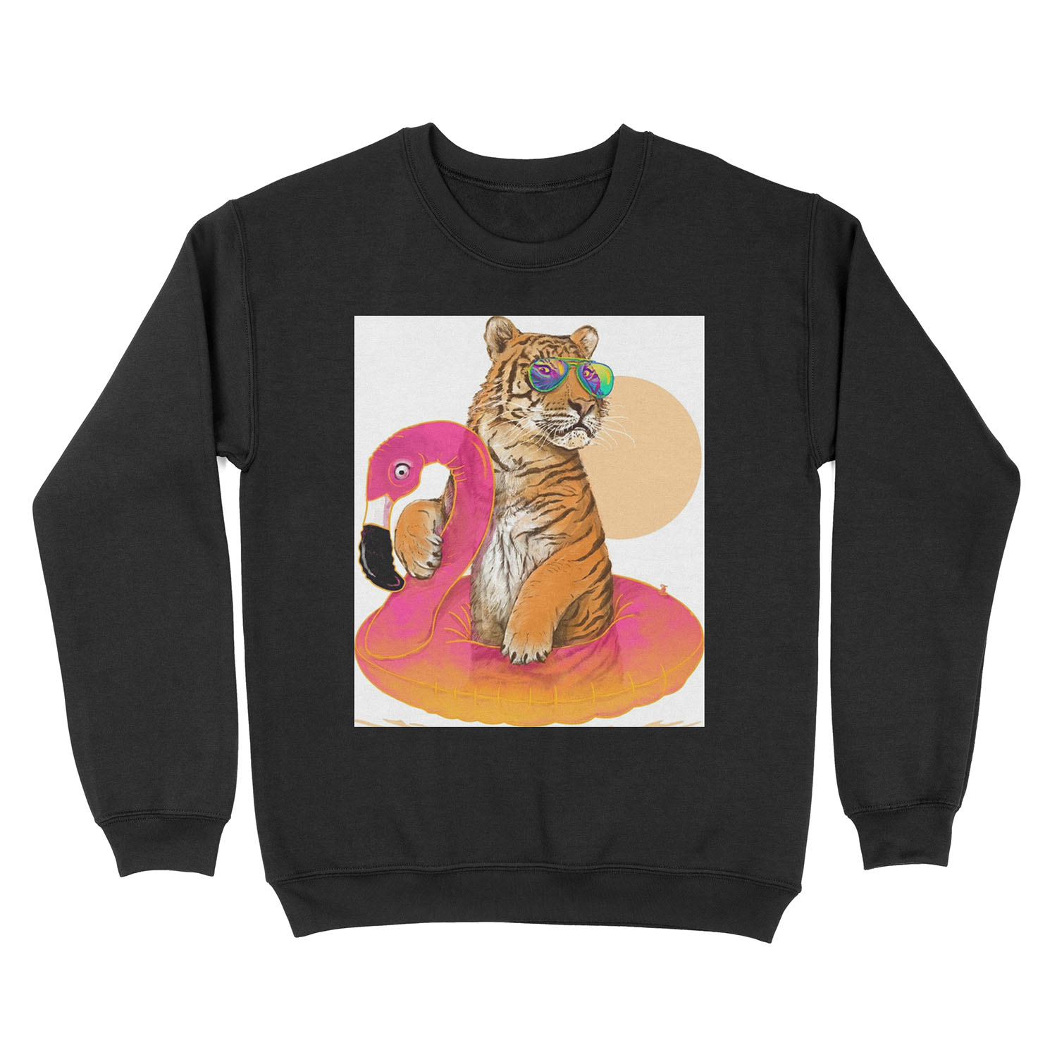 Chillin, Flamingo Tiger Unisex Crewneck Sweatshirt