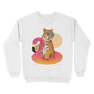 Alternative view of Chillin, Flamingo Tiger Unisex Crewneck Sweatshirt