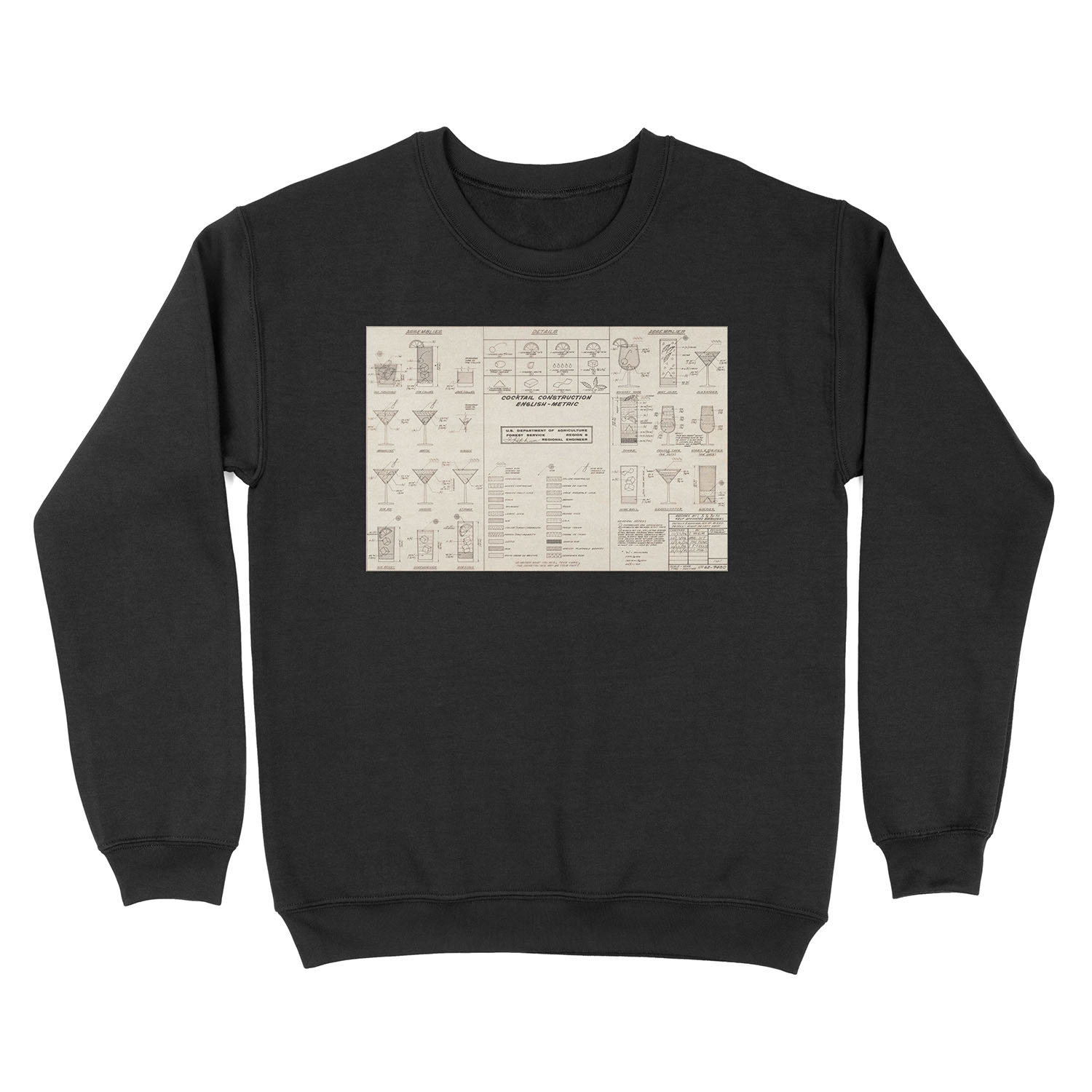 Cocktail Construction Chart by United States Forest Service Unisex Crewneck Sweatshirt