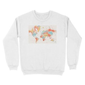 Alternative view of Colorful watercolor detailed world map Unisex Crewneck Sweatshirt