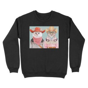 Cowboy Cats Unisex Crewneck Sweatshirt