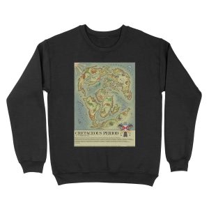 CRETACEOUS Period World Map (medieval bestiary style) Unisex Crewneck Sweatshirt