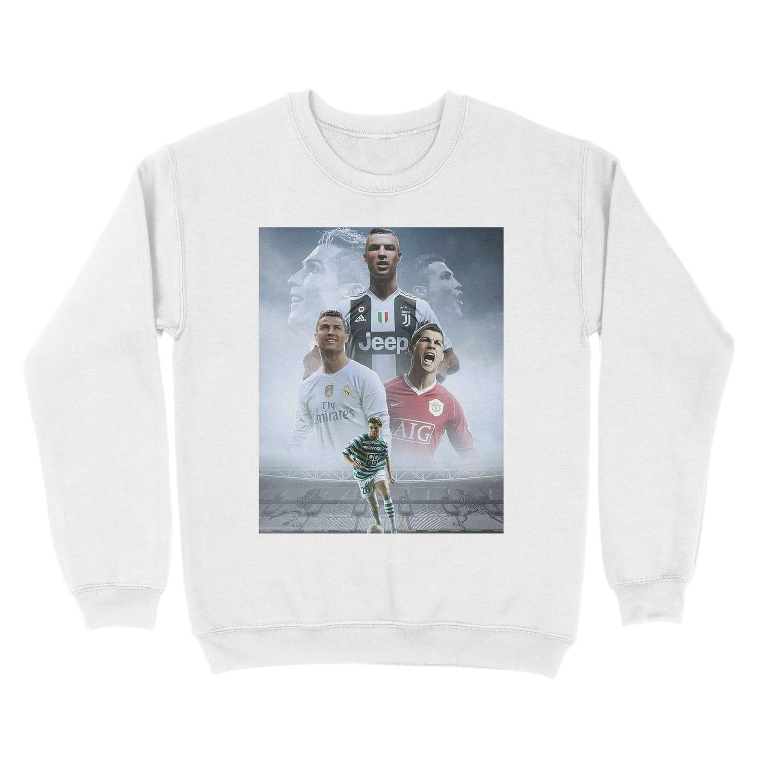 Cristiano Ronaldo at his current and former clubs (HD) Unisex Crewneck Sweatshirt - Image 2