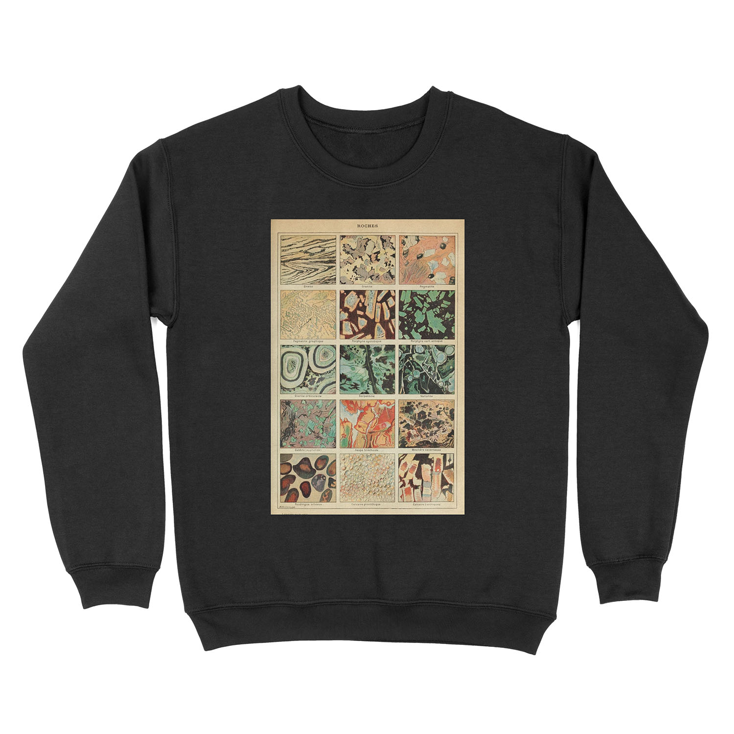Crystals Print - Geology Print - Vintage French Science Journal Unisex Crewneck Sweatshirt