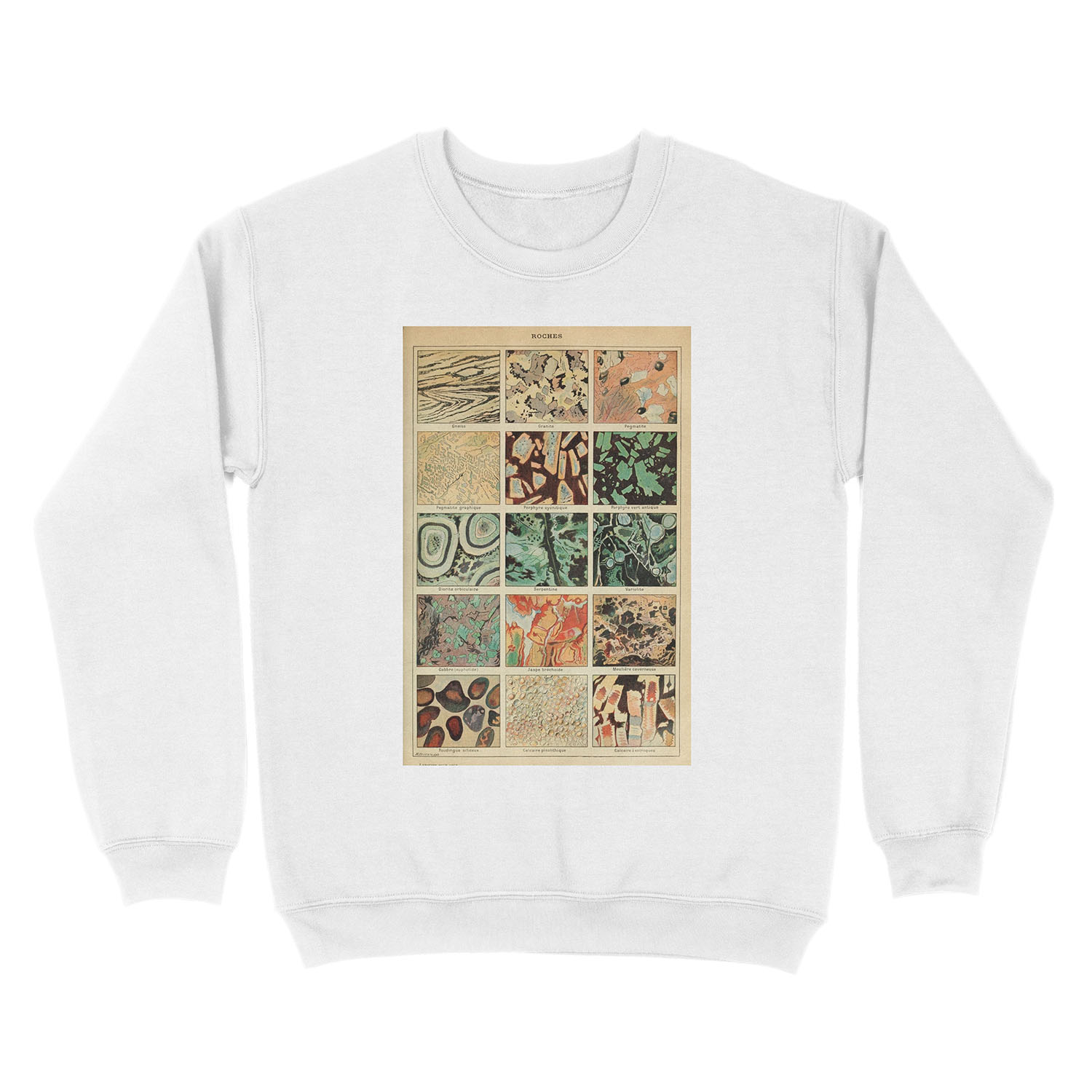 Crystals Print - Geology Print - Vintage French Science Journal Unisex Crewneck Sweatshirt - Image 2