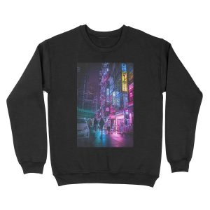 Cyberpunk Anime Aesthetic in Tokyo Japan Unisex Crewneck Sweatshirt