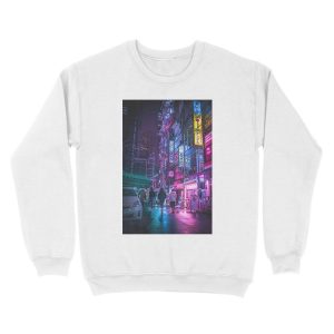 Alternative view of Cyberpunk Anime Aesthetic in Tokyo Japan Unisex Crewneck Sweatshirt