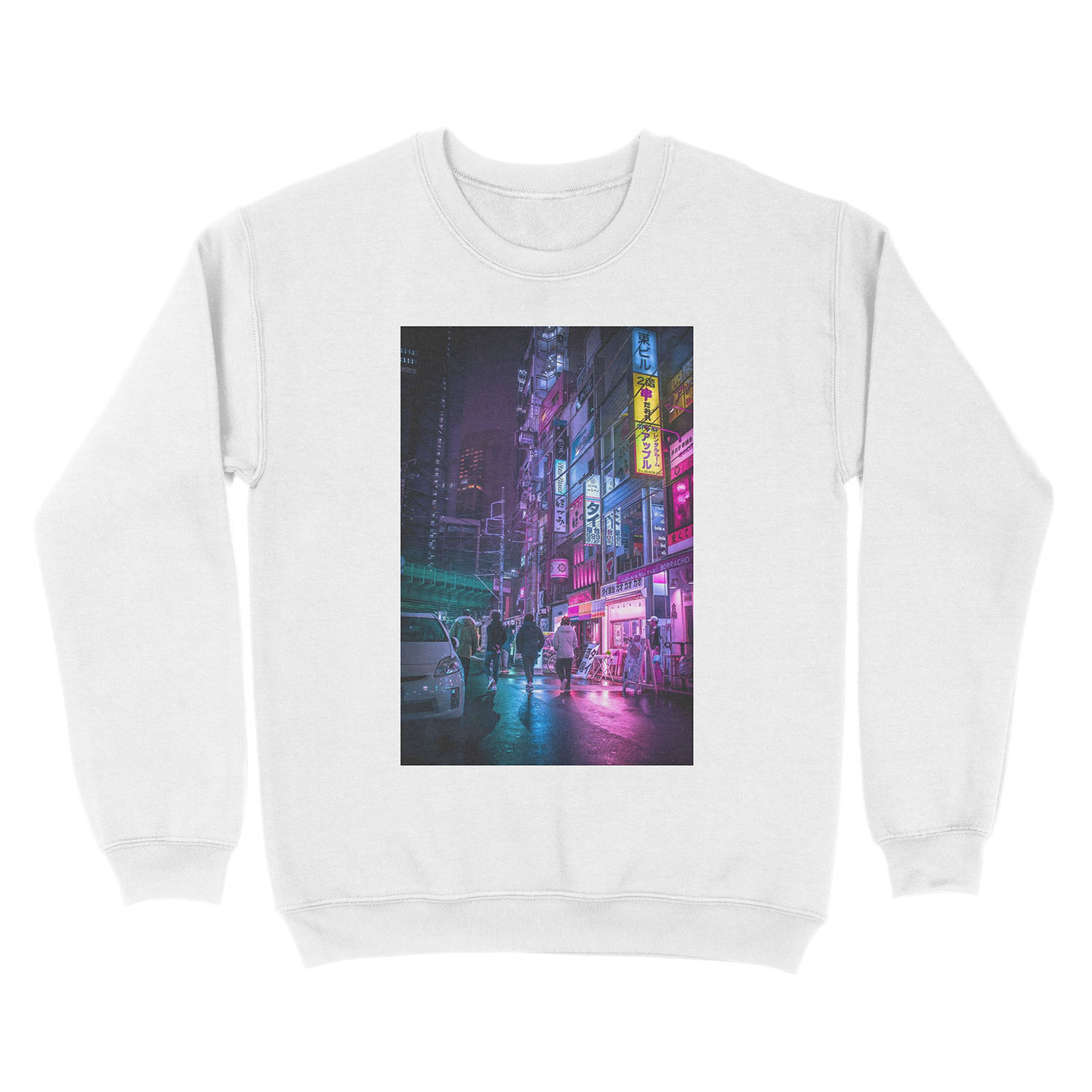 Cyberpunk Anime Aesthetic in Tokyo Japan Unisex Crewneck Sweatshirt - Image 2