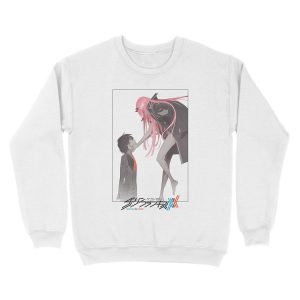 Alternative view of Darling in the Franxx Hiro and Zero Two logo Unisex Crewneck Sweatshirt