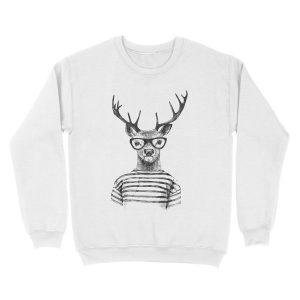 Alternative view of Deer human style Cute Deer with Glasses Unisex Crewneck Sweatshirt