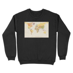 detailed retro political world map Unisex Crewneck Sweatshirt