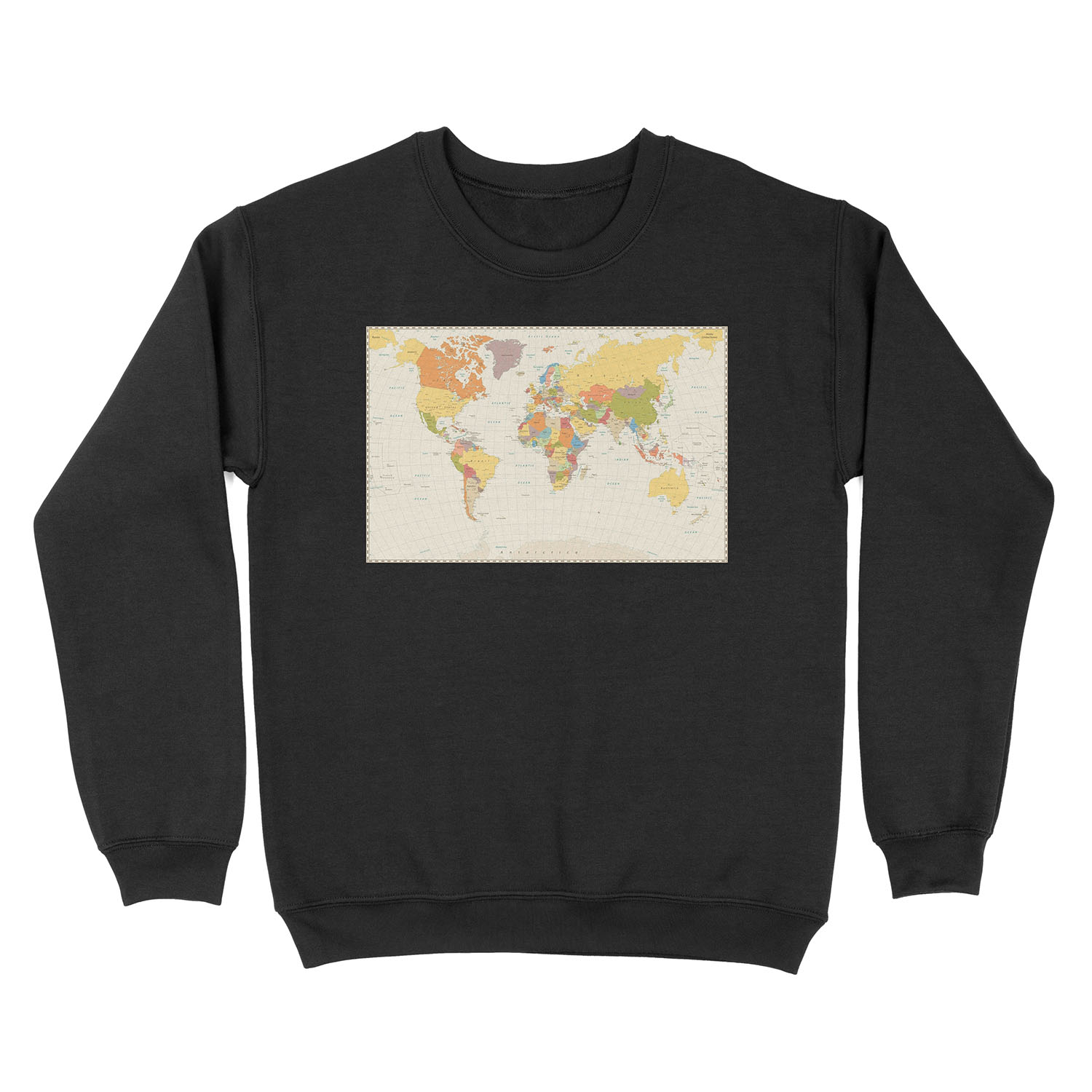 detailed retro political world map Unisex Crewneck Sweatshirt