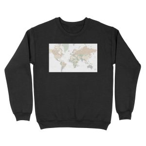Detailed world map with cities, "Anouk" Unisex Crewneck Sweatshirt