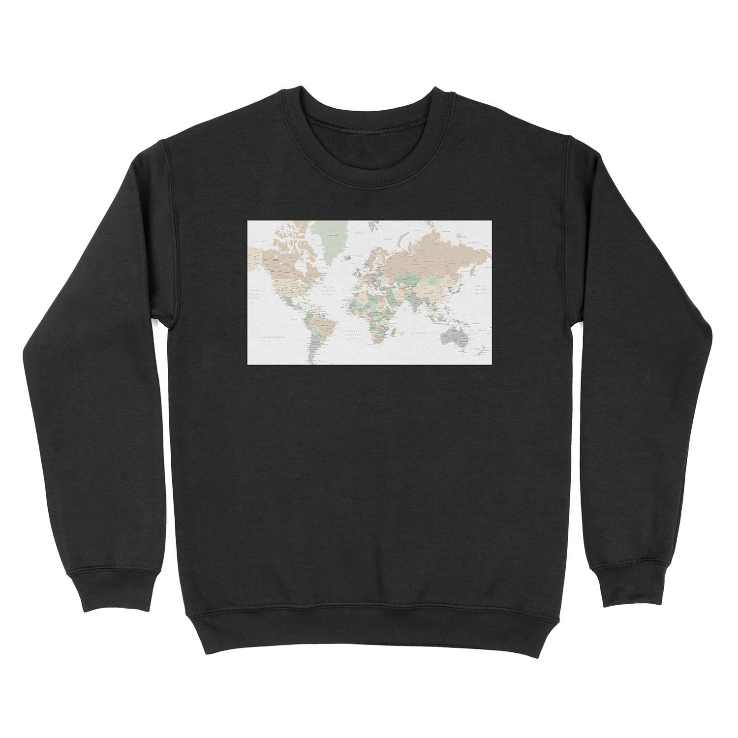 Detailed world map with cities, "Anouk" Unisex Crewneck Sweatshirt