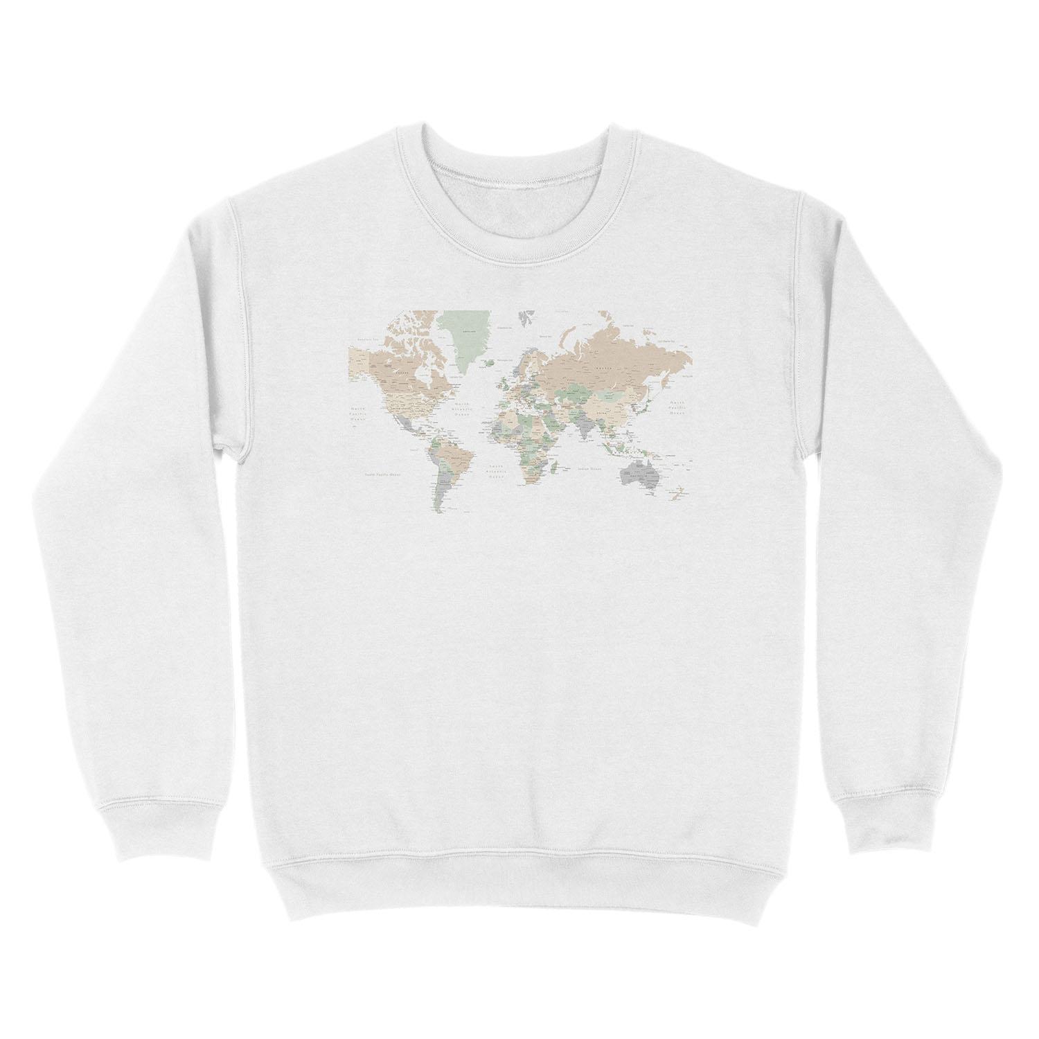 Detailed world map with cities, "Anouk" Unisex Crewneck Sweatshirt - Image 2
