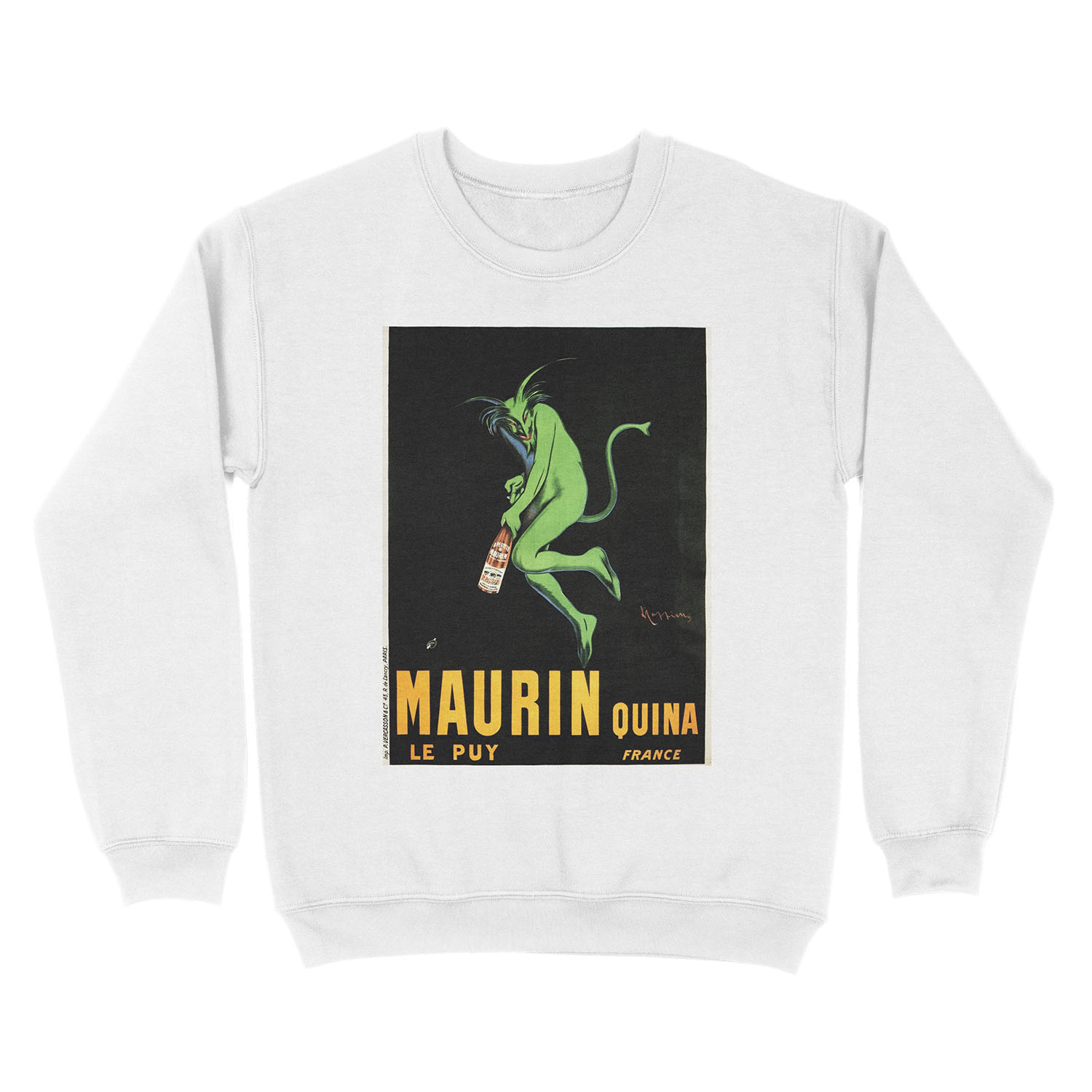 Devil MAURIN QUINA Liquor Absinthe Art Deco France Leonetto Cappiello Unisex Crewneck Sweatshirt - Image 2