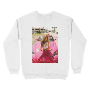 Alternative view of DEVON AOKI PINK RACE CAR Unisex Crewneck Sweatshirt