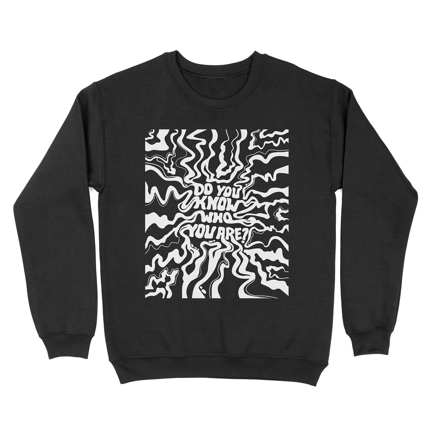 Do You Know Who You Are - Black & White Unisex Crewneck Sweatshirt