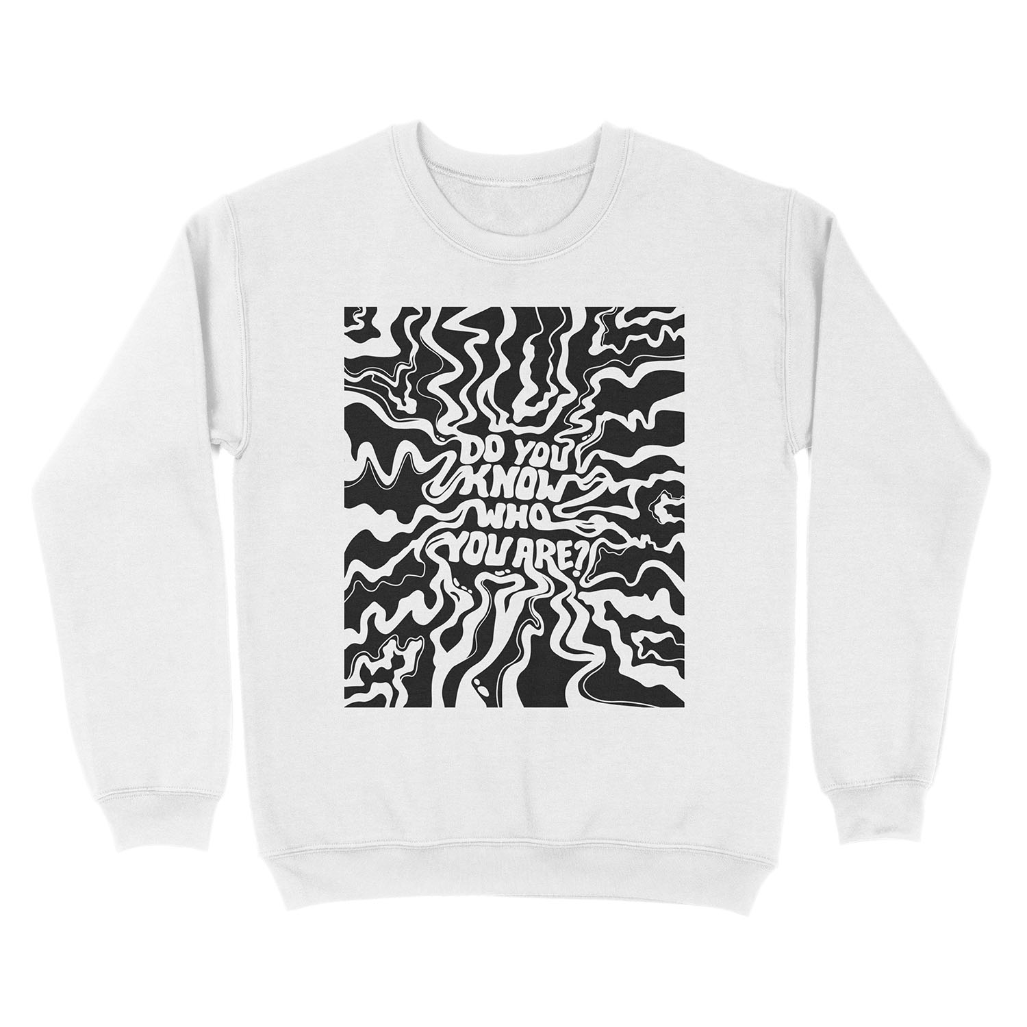 Do You Know Who You Are - Black & White Unisex Crewneck Sweatshirt - Image 2