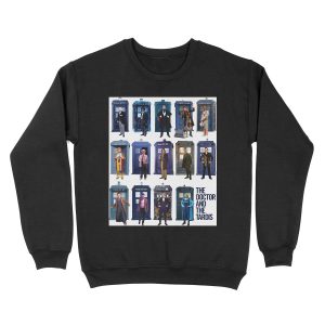DOCTOR WHO and the TARDIS Fourteen Doctors POP ART Unisex Crewneck Sweatshirt