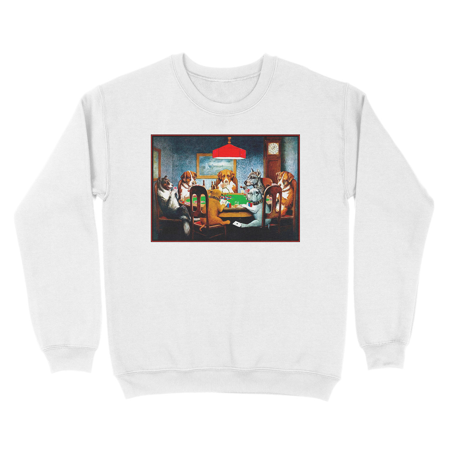 DOGS PLAYING POKER : Vintage C M Coolidge Print Unisex Crewneck Sweatshirt - Image 2