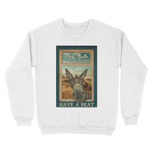 Alternative view of Donkey Why Hello Sweet Cheeks have a seat Unisex Crewneck Sweatshirt