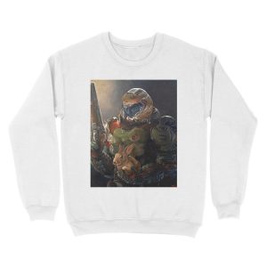 Alternative view of Doom Slayer with bunny Unisex Crewneck Sweatshirt