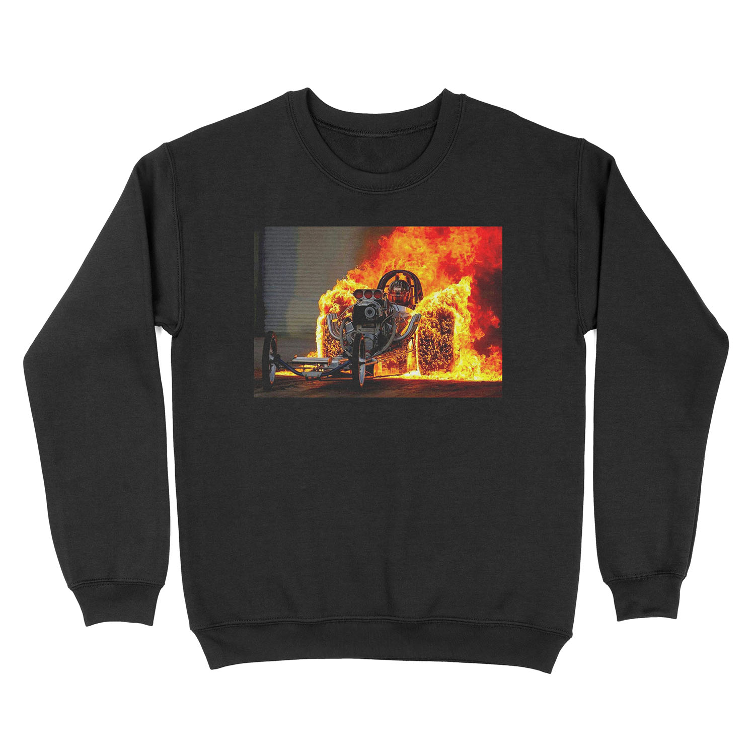 DRAG RACE; Vintage Automobile Burn-Out Print Unisex Crewneck Sweatshirt