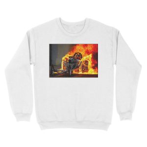 Alternative view of DRAG RACE; Vintage Automobile Burn-Out Print Unisex Crewneck Sweatshirt