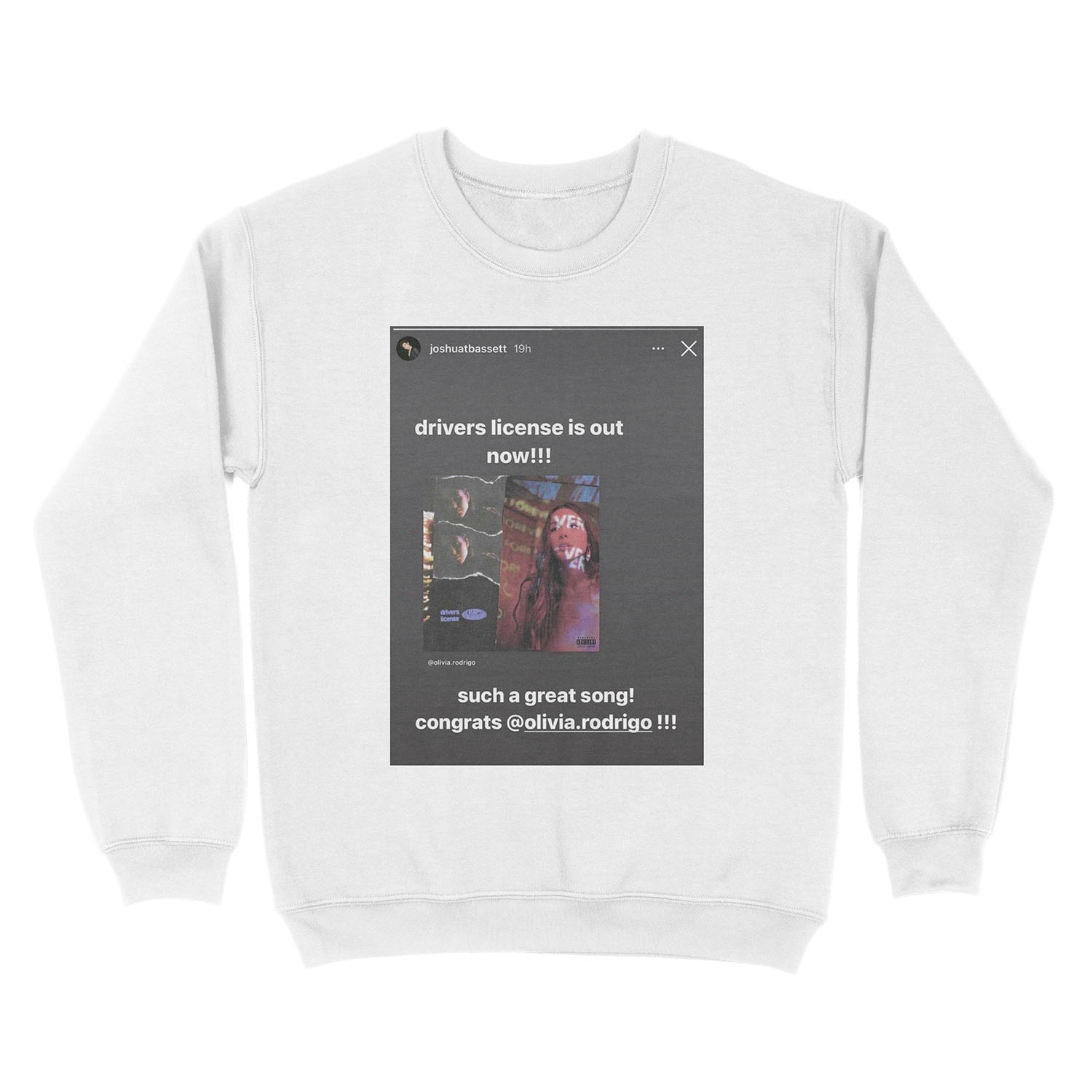 Driver's License Instagram Story - Joshua Bassett Olivia Rodrigo Unisex Crewneck Sweatshirt - Image 2