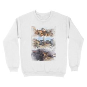 Alternative view of Dust 2 Inferno and Overpass Watercolour CSGO Map Unisex Crewneck Sweatshirt