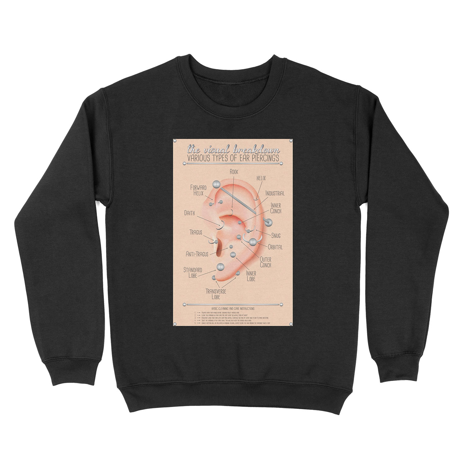 Ear Piercing Chart Unisex Crewneck Sweatshirt