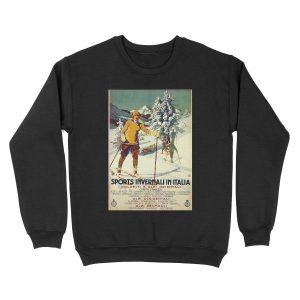Early 1920s winter sports Italy travel advert Alps Unisex Crewneck Sweatshirt