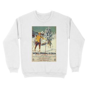 Alternative view of Early 1920s winter sports Italy travel advert Alps Unisex Crewneck Sweatshirt