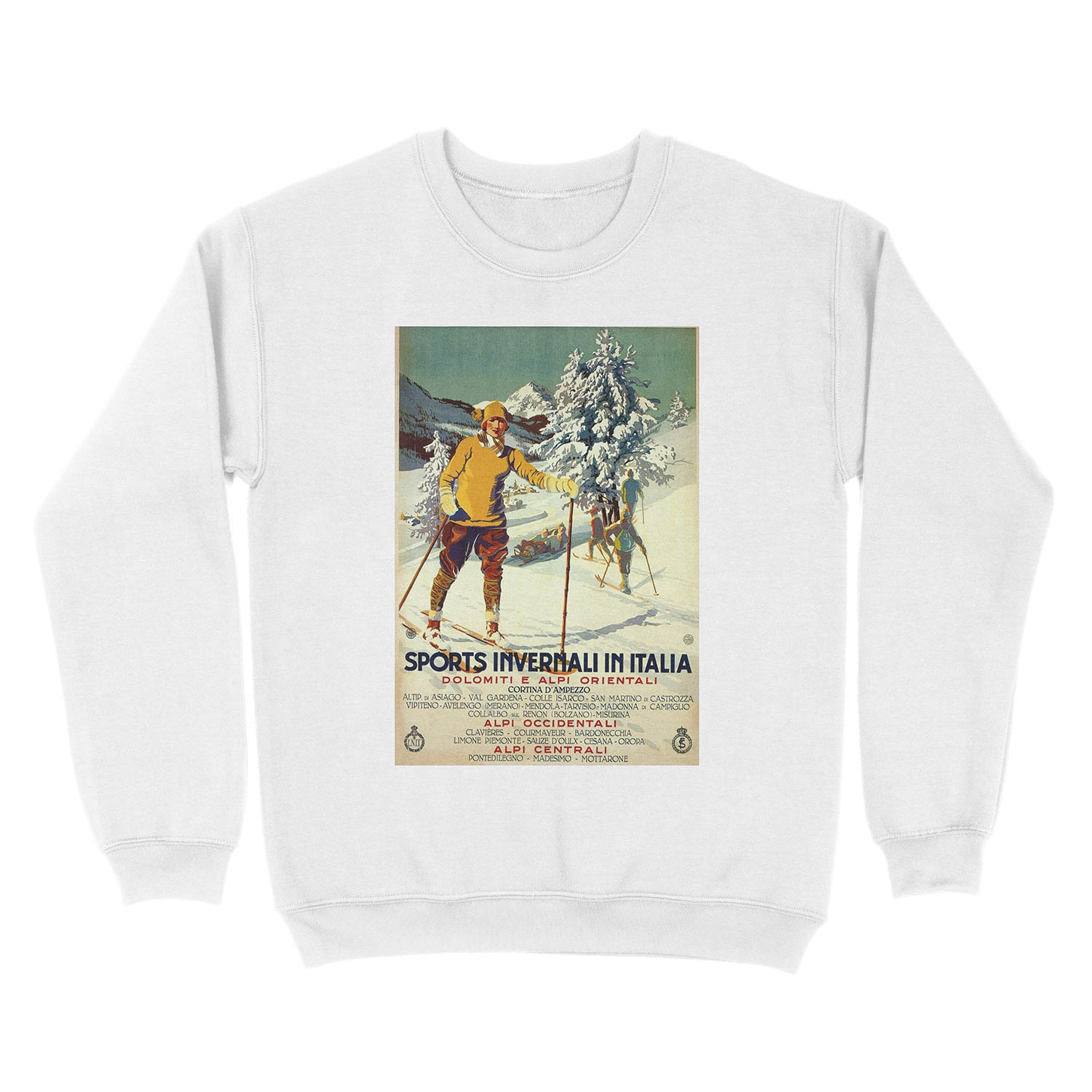 Early 1920s winter sports Italy travel advert Alps Unisex Crewneck Sweatshirt - Image 2
