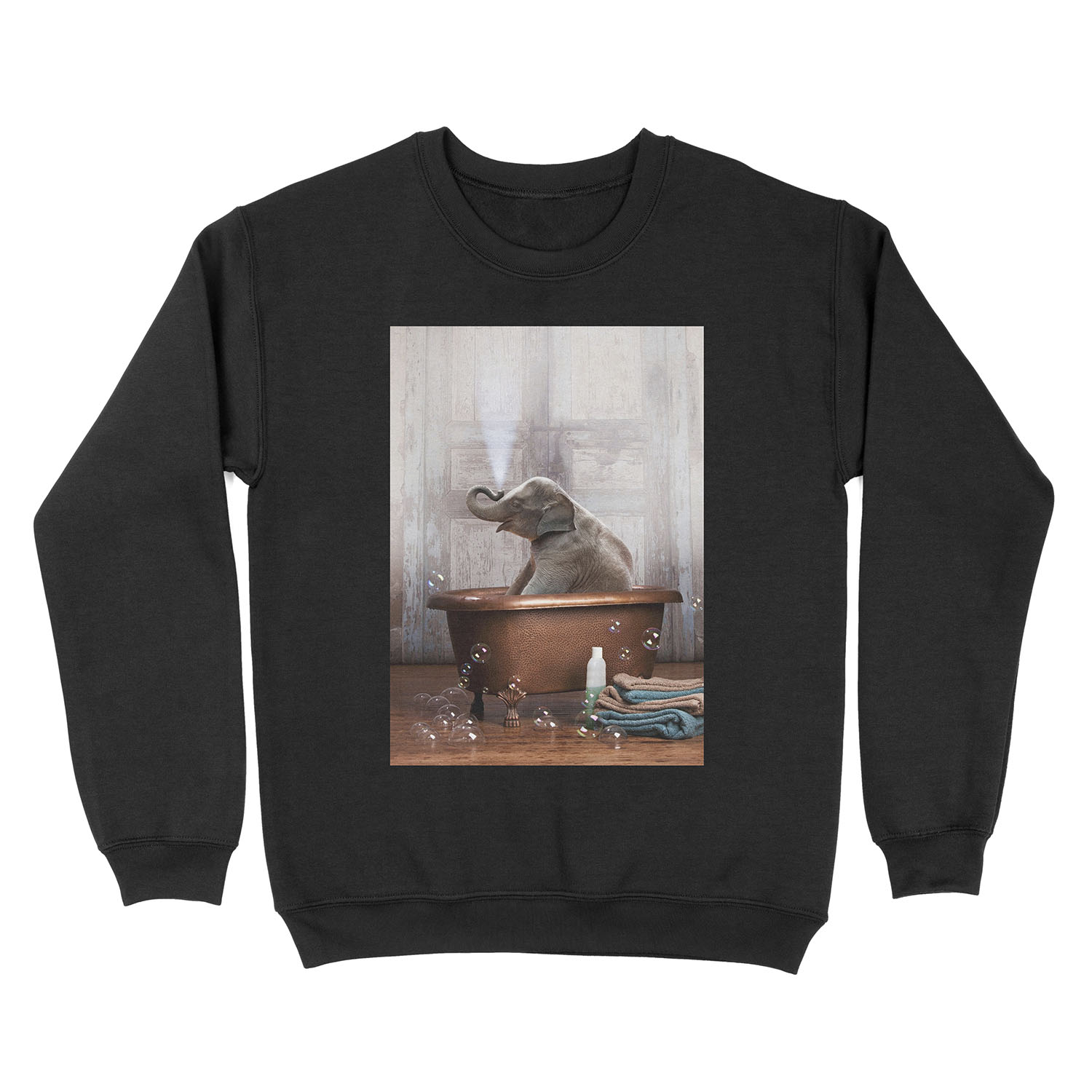 Elephant in Bathtub Unisex Crewneck Sweatshirt