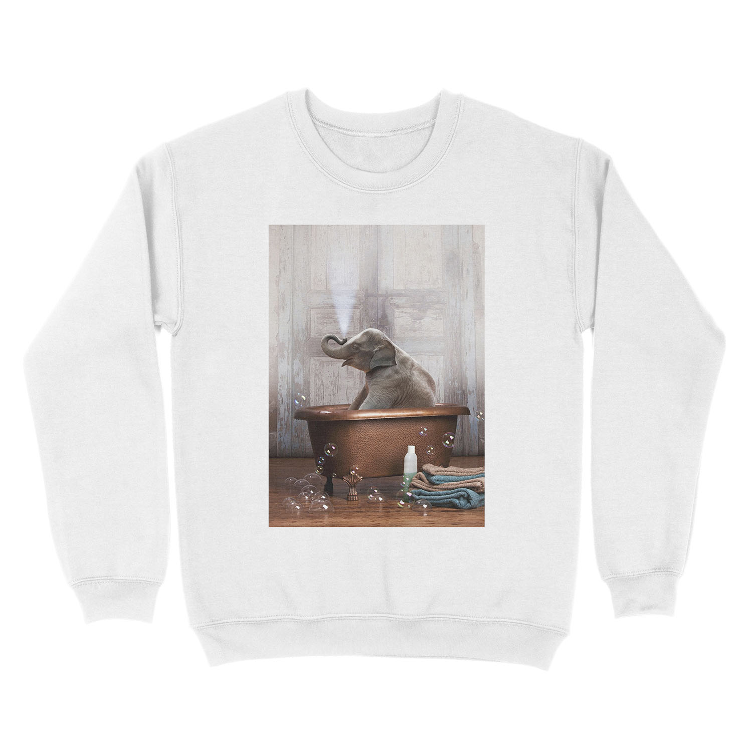 Elephant in Bathtub Unisex Crewneck Sweatshirt - Image 2
