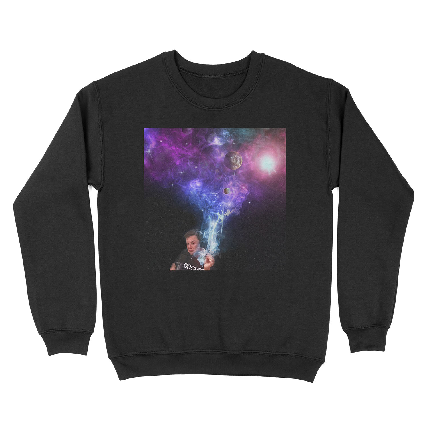 Elon Musk Smoking the Universe Unisex Crewneck Sweatshirt