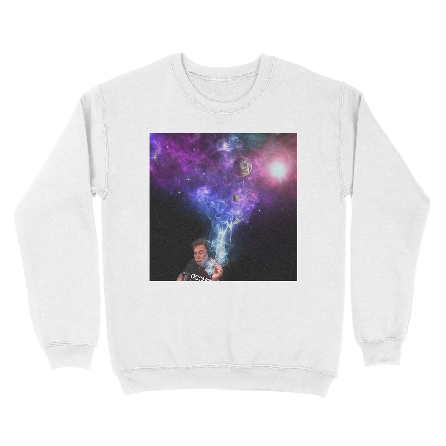 Elon Musk Smoking the Universe Unisex Crewneck Sweatshirt - Image 2